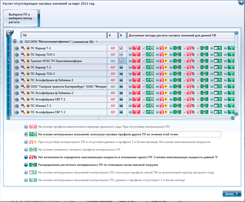 Замещение данных по рекомендованным алгоритмам
