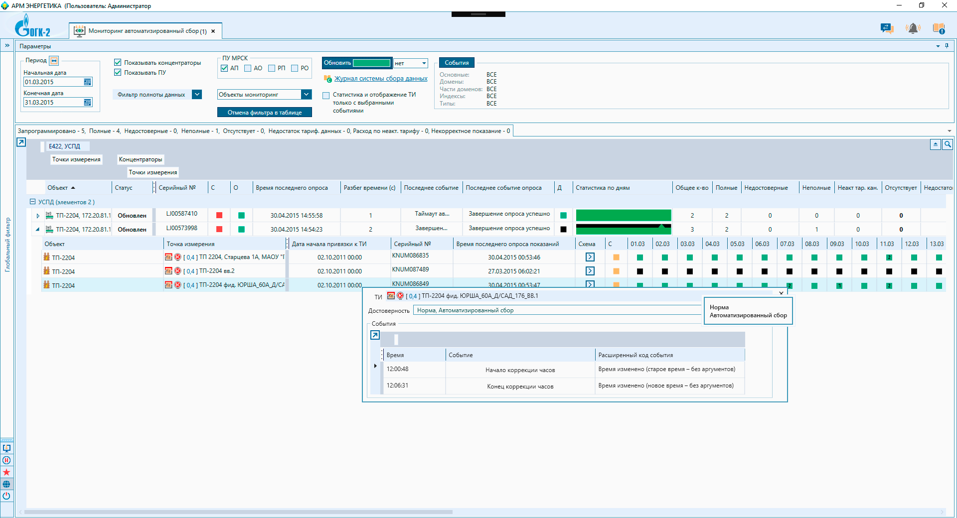 Мониторинг (журнал событий)